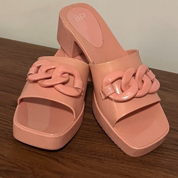 BP Lollie Baby Pink Chain Link Heeled Sandal Slides Barbiecore sz 10 Nordstrom - Picture 8 of 10